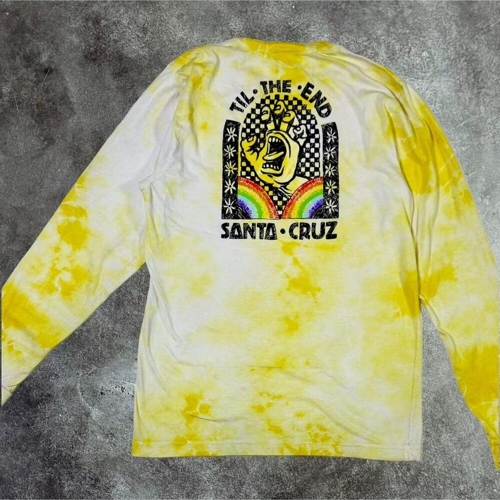 Yellow  Santa Cruz tie-dye long sleeve tee